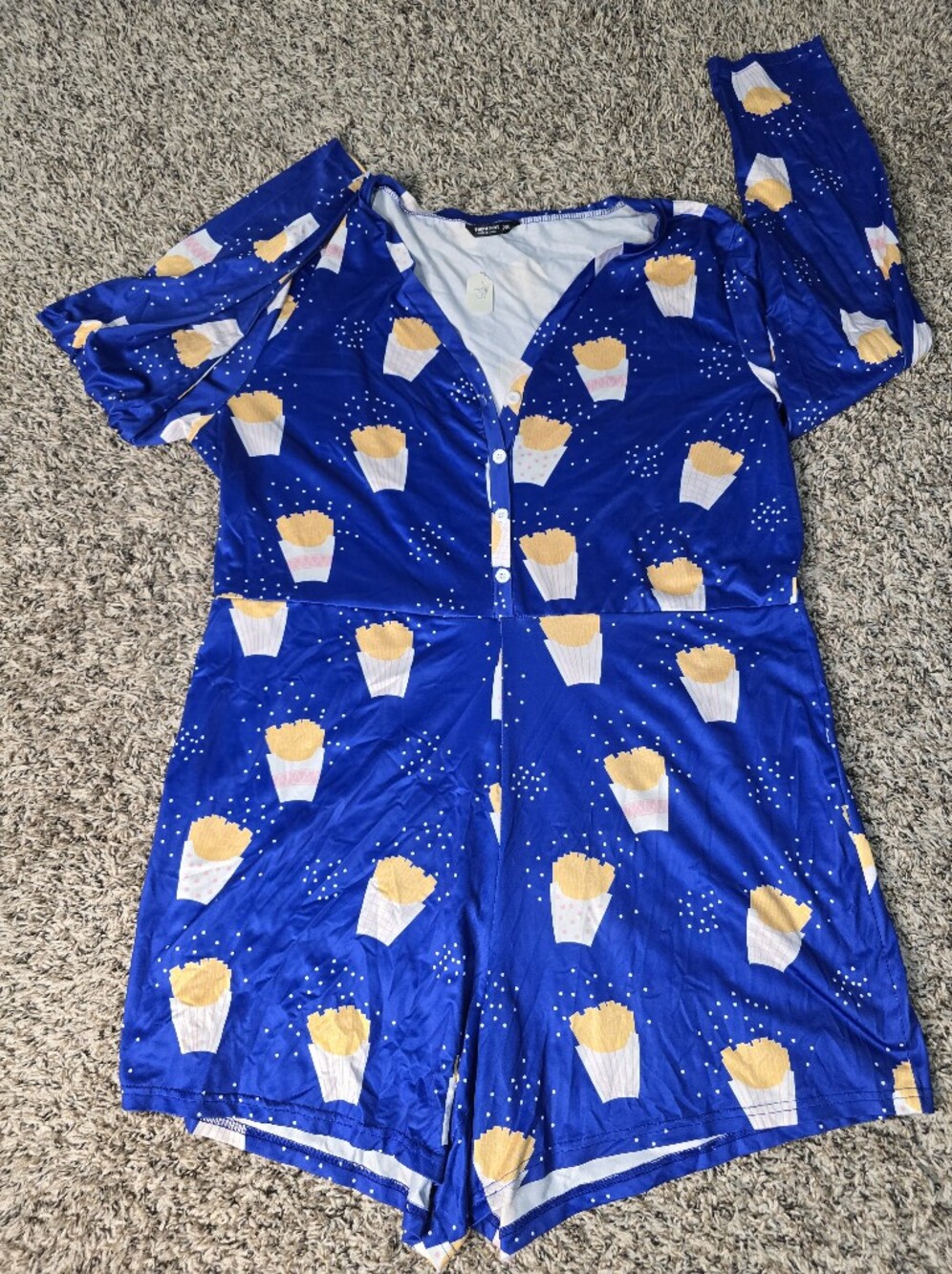 SHEIN Blue Snack Print Short Sleeve Romper